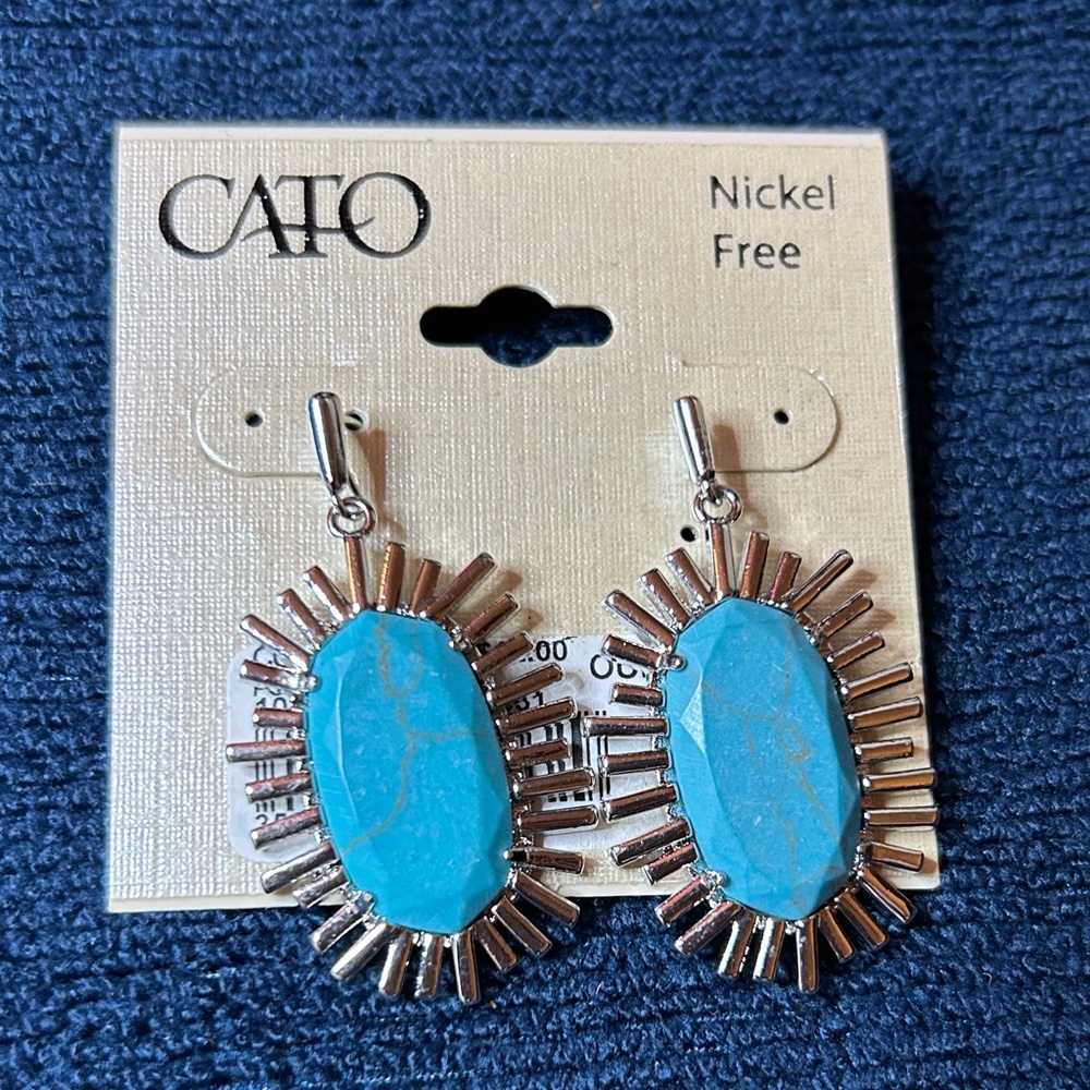 Cato Silver and Blue Oval Earrings